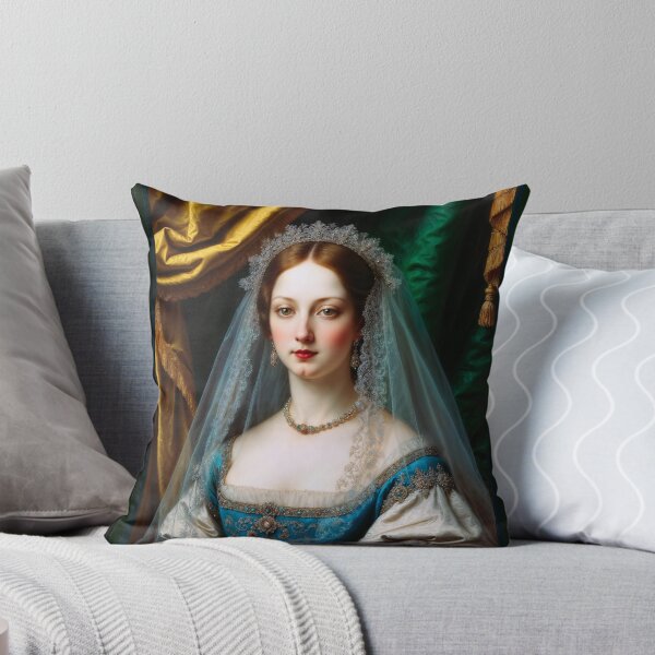 Item preview, Exquisite Portrait of Duchess Pauliana Ricci in Blue Gown with Lace Veil Captivating AI Concept Art by Xzendor7 designed and sold by Xzendor7 Digital Art Creations.