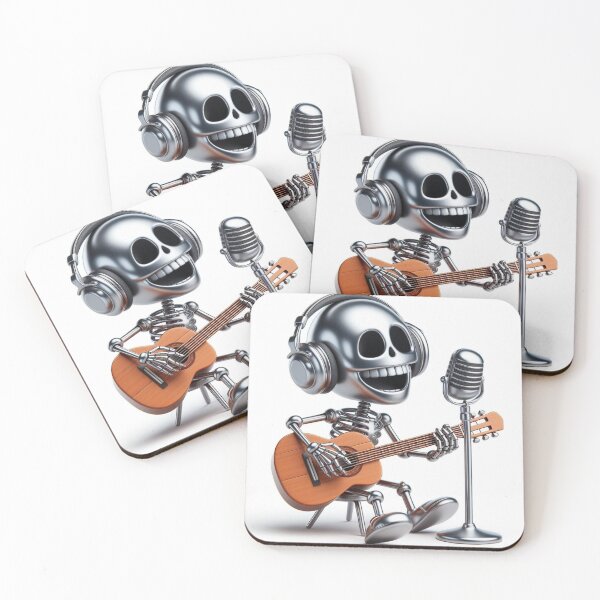 Item preview, Funny Sitting Skeleton Playing Acoustic Guitar designed and sold by GaborSkeleton.