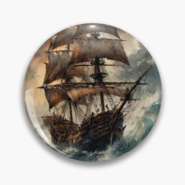 Item preview, 18th Century Frigate in Rough Seas designed and sold by ByteyCreatives.