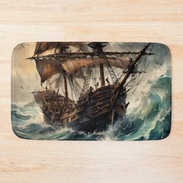 Item preview, 18th Century Frigate in Rough Seas designed and sold by ByteyCreatives.
