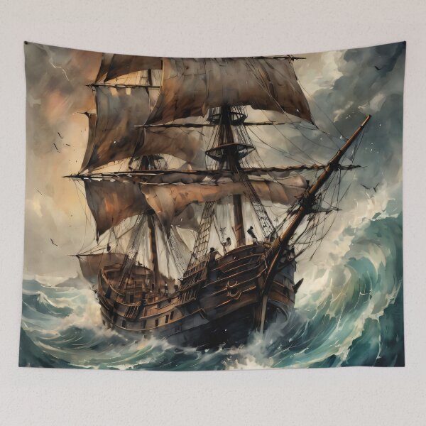 Item preview, 18th Century Frigate in Rough Seas designed and sold by ByteyCreatives.