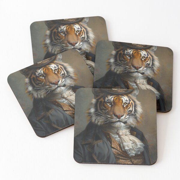 Item preview, Tiger in Victorian attire standing proudly in top hat. designed and sold by Artessie.