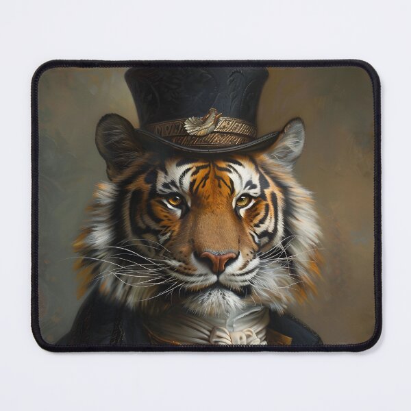 Item preview, Tiger in Victorian attire standing proudly in top hat. designed and sold by Artessie.