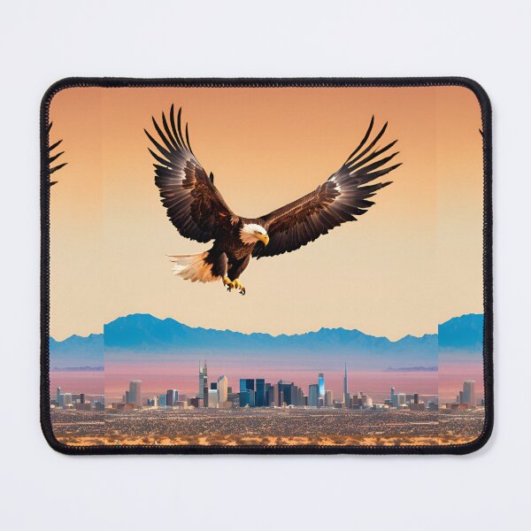 Item preview, Eagle in the desert over a city skyline designed and sold by Rainbow Paws Garden.