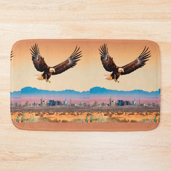 Item preview, Eagle in the desert over a city skyline designed and sold by Rainbow Paws Garden.