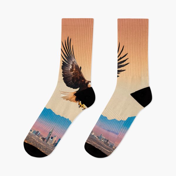 Item preview, Eagle in the desert over a city skyline designed and sold by Rainbow Paws Garden.