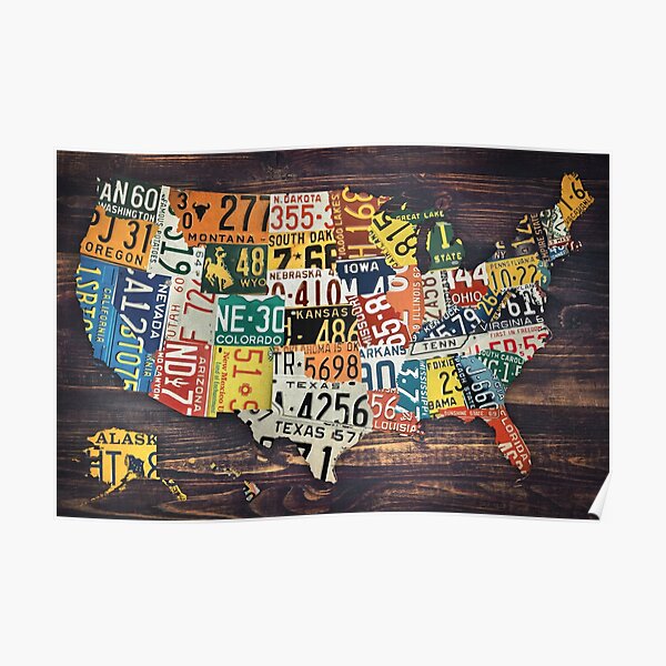 quot License Plate Map Of The United - Poster,504x498,f8f8f8 Pad,600x600,f8f8f8.u8 