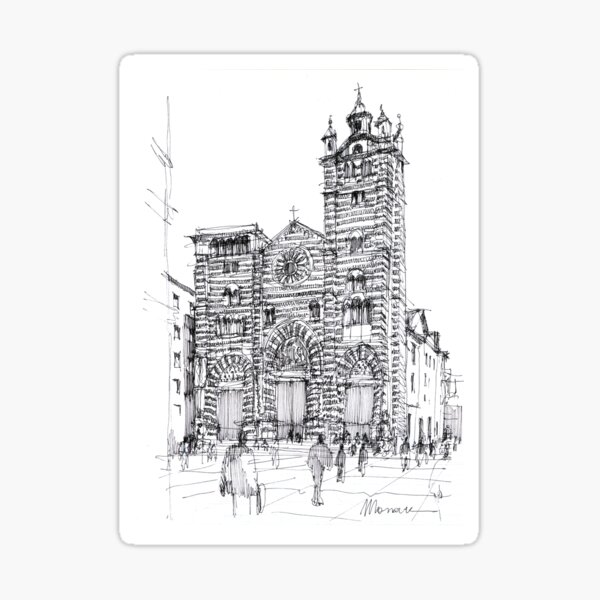 Item preview, Cattedrale di Genova - schizzo di studio designed and sold by Luca  Massone.