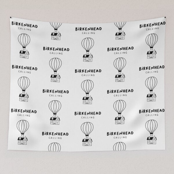 Item preview, Birkenhead Calling - Fun Hot Air Balloon and House Drawing | City in England / UK designed and sold by RM-Journey.