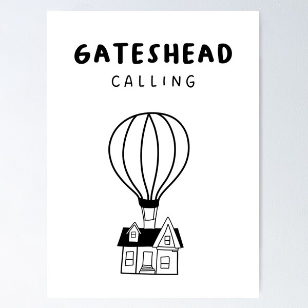 Item preview, Gateshead Calling - Fun Hot Air Balloon and House Drawing | City in England / UK designed and sold by RM-Journey.