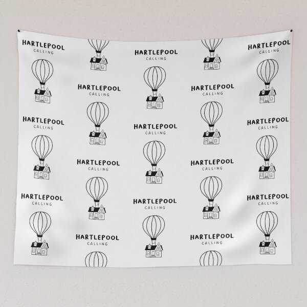Item preview, Hartlepool Calling - Fun Hot Air Balloon and House Drawing | City in England / UK designed and sold by RM-Journey.