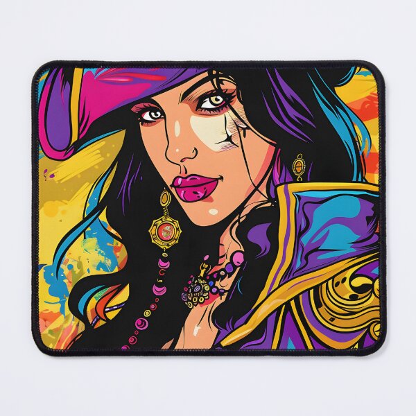 Item preview, Vibrant pirate woman in colorful attire and hat. designed and sold by Artessie.