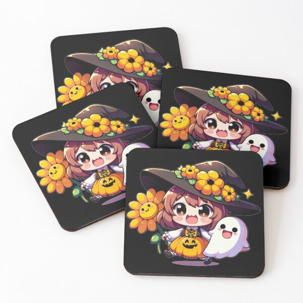 Item preview, Halloween Kawaii Girl With Yellow Flowers designed and sold by Blink Art Studio.