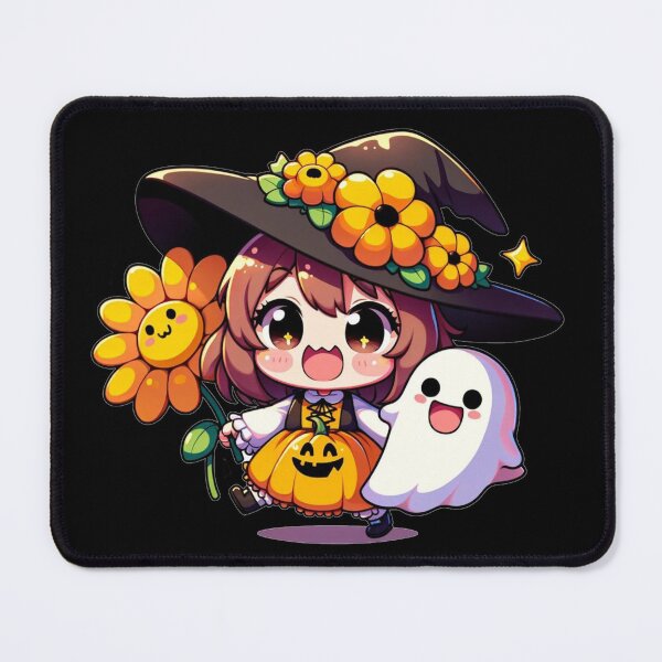 Item preview, Halloween Kawaii Girl With Yellow Flowers designed and sold by Blink Art Studio.