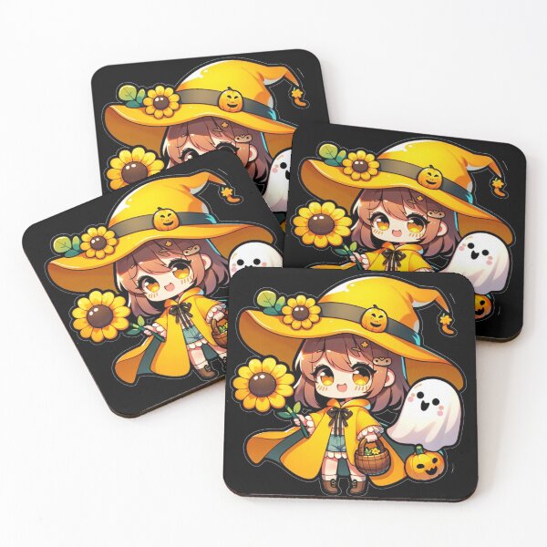 Item preview, Halloween Kawaii Girl With Yellow Flowers designed and sold by Blink Art Studio.
