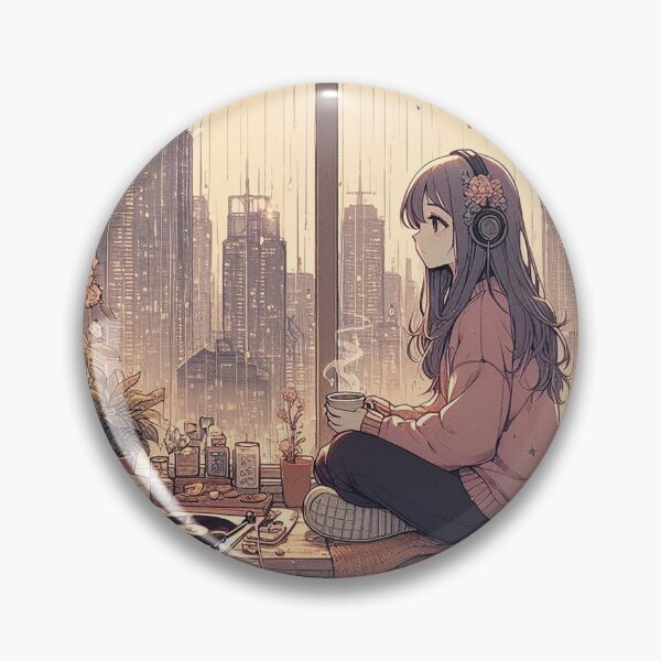 Item preview, Anime girl listening to music in the rain designed and sold by Brenda Boudaie.