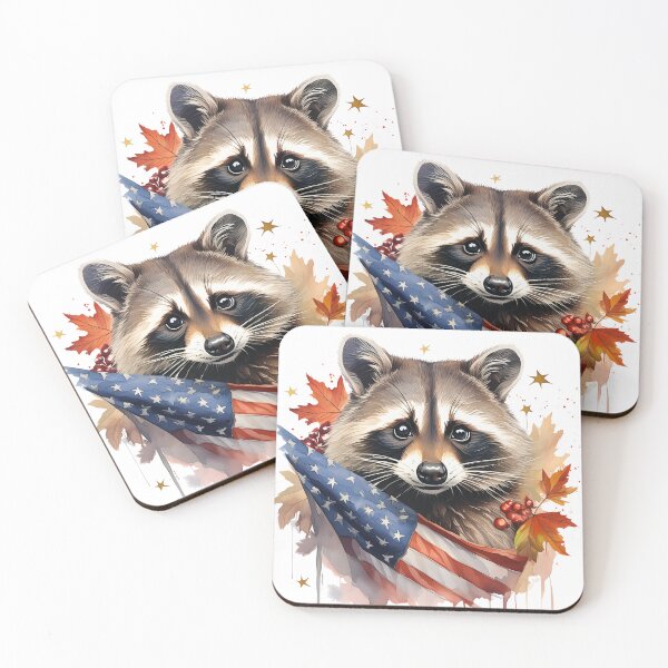 Item preview, American raccoon, USA, state flag, patriotic designed and sold by Eamornia.