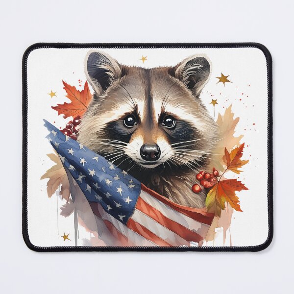 Item preview, American raccoon, USA, state flag, patriotic designed and sold by Eamornia.