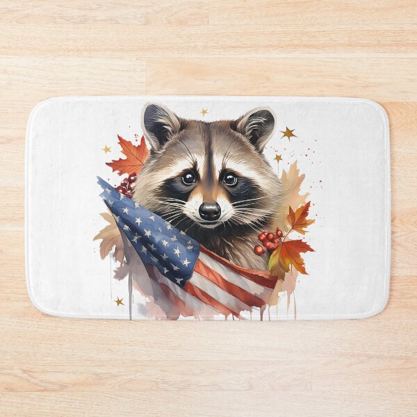 Item preview, American raccoon, USA, state flag, patriotic designed and sold by Eamornia.