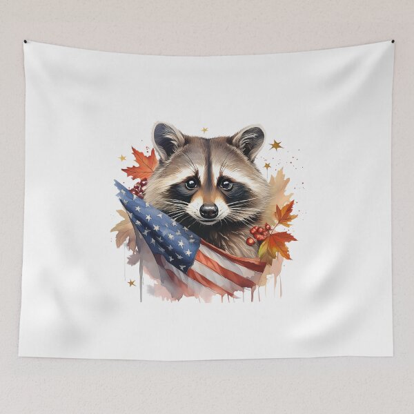 Item preview, American raccoon, USA, state flag, patriotic designed and sold by Eamornia.