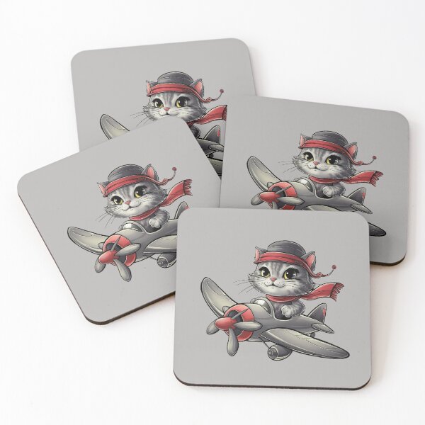Item preview, A cartoon cat in a red scarf and hat piloting an airplane designed and sold by NiRia Spot.
