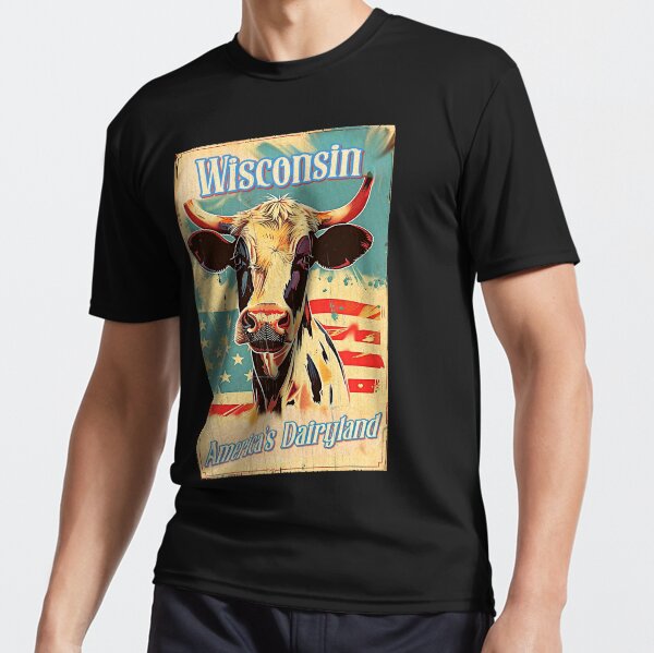 Vista previa del artículo con la obra «Vaca feliz en la tierra lechera de Wisconsin en Estados Unidos», diseñado y vendido por uncledougie.