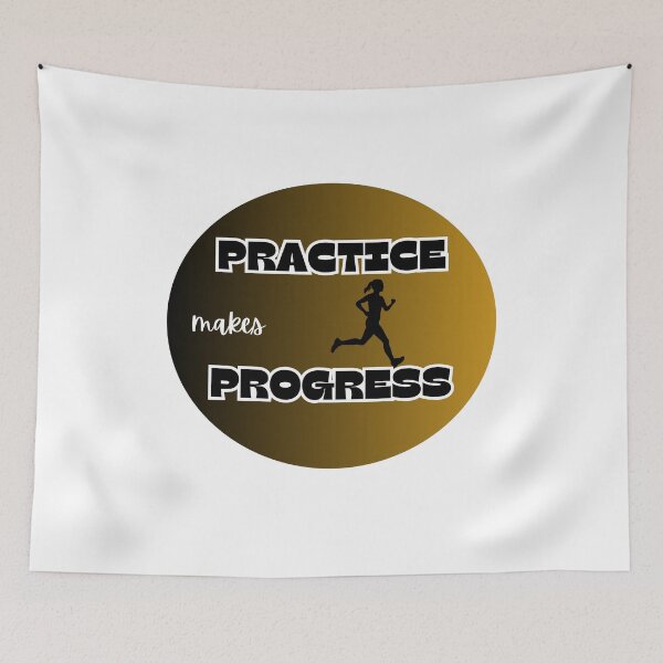 Item preview, practice makes progress, runner designed and sold by IFarty.