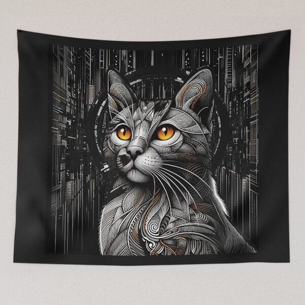Item preview, City Cat: A Geometric Silhouette of an Urban Explorer designed and sold by zoughlal.