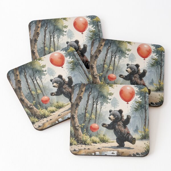Item preview, Baby bear and the red balloons designed and sold by worldimagine91.