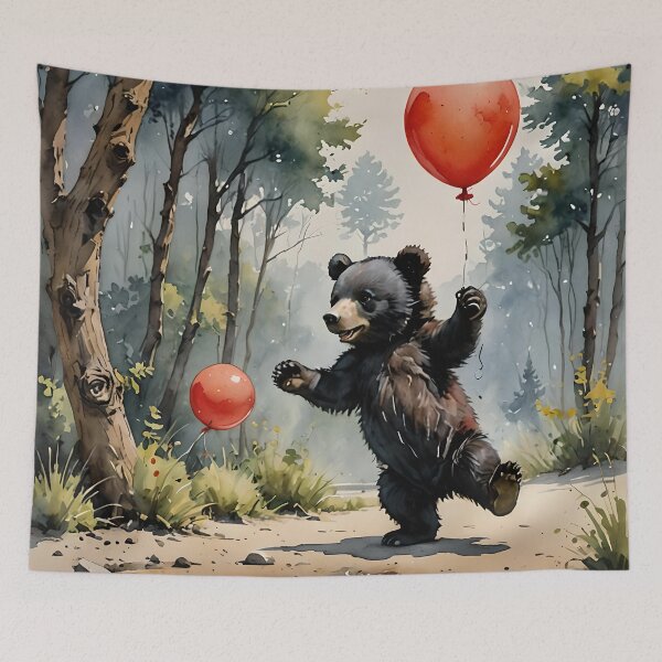 Item preview, Baby bear and the red balloons designed and sold by worldimagine91.