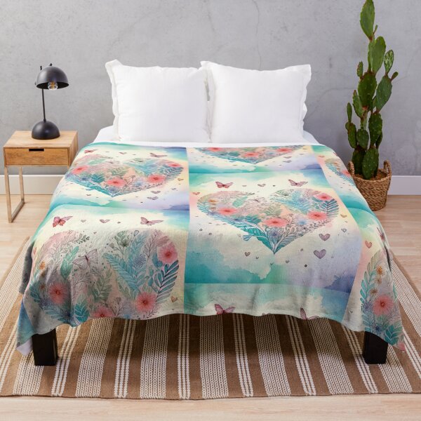 Item preview, watercolor heart florals, flowers and watercolour butterflies designed and sold by navitalidesign.
