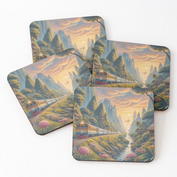 Item preview, train journey / forest and colorful landscape designed and sold by Constructive27.