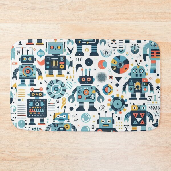 Item preview, Playful Robot Fabric: Cute Abstract Robots for Kids designed and sold by Rui Fernandes.