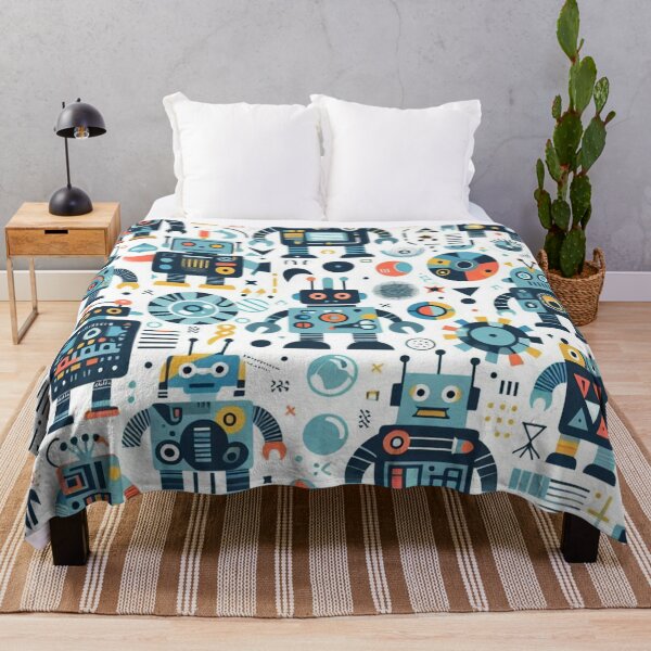 Item preview, Playful Robot Fabric: Cute Abstract Robots for Kids designed and sold by Rui Fernandes.