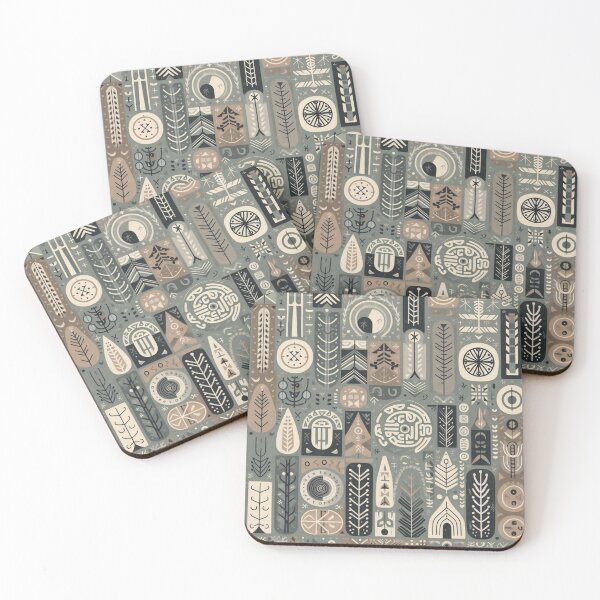Item preview, Nordic Heritage Fabric: Abstract Runes and Traditional Motifs designed and sold by Rui Fernandes.