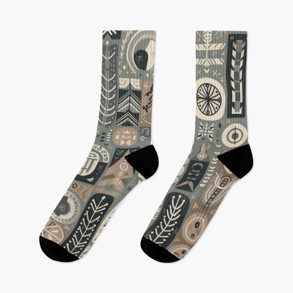 Item preview, Nordic Heritage Fabric: Abstract Runes and Traditional Motifs designed and sold by Rui Fernandes.