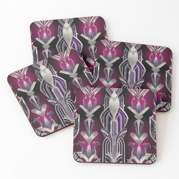 Item preview, Art Nouveau Silver and Fuchsia Pattern designed and sold by SloganExpress.
