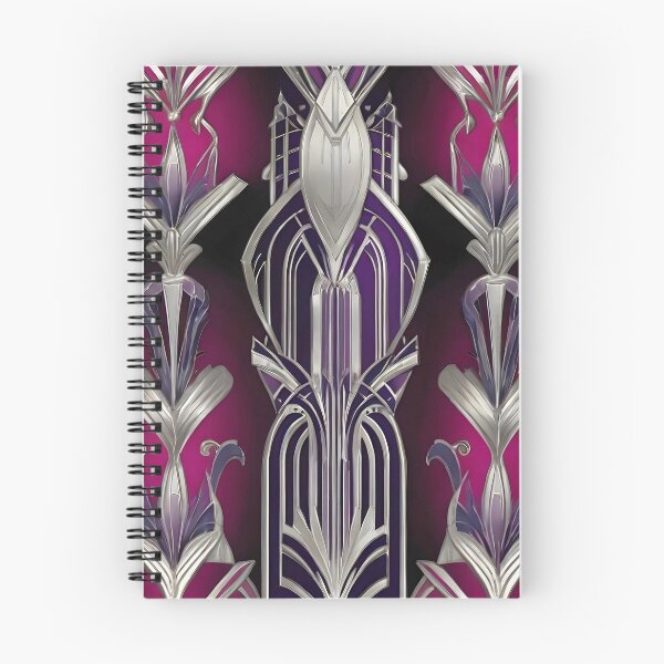 Item preview, Art Nouveau Silver and Fuchsia Pattern designed and sold by SloganExpress.