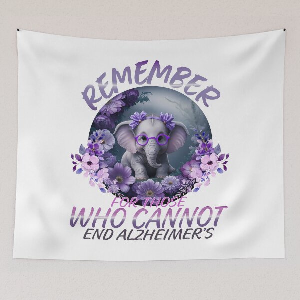 Item preview,  Remember For Those Who Cannot End Alzheimer's Purple dementia Elephant end Alz designed and sold by Smix Pixels.