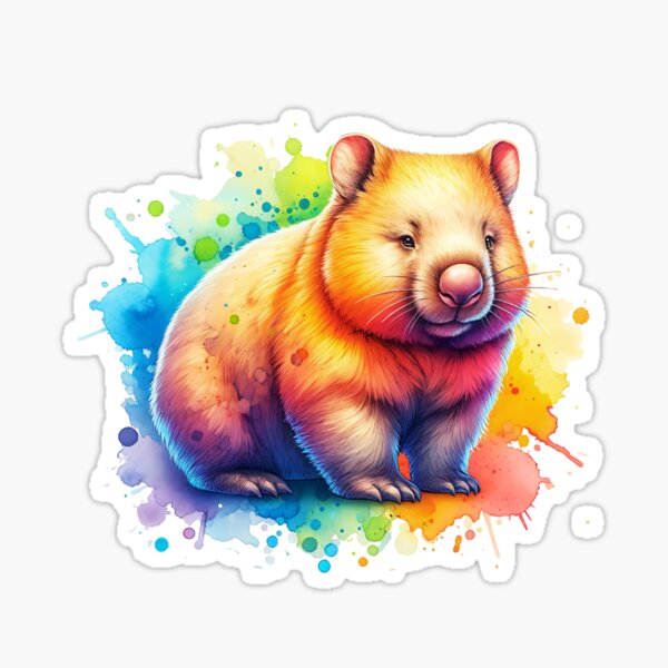 Vista previa del artículo con la obra «Wombat acuarela», diseñado y vendido por TheAnimalZ00.