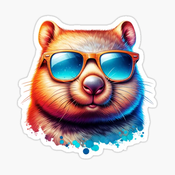 Vista previa del artículo con la obra «Wombat con gafas de sol», diseñado y vendido por TheAnimalZ00.