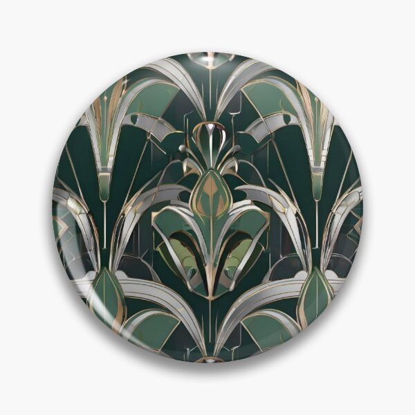 Item preview, Art Nouveau Geometric Silver and Green Pattern designed and sold by SloganExpress.