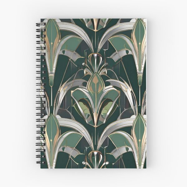Item preview, Art Nouveau Geometric Silver and Green Pattern designed and sold by SloganExpress.