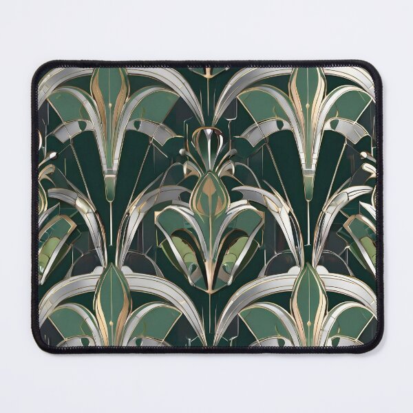 Item preview, Art Nouveau Geometric Silver and Green Pattern designed and sold by SloganExpress.