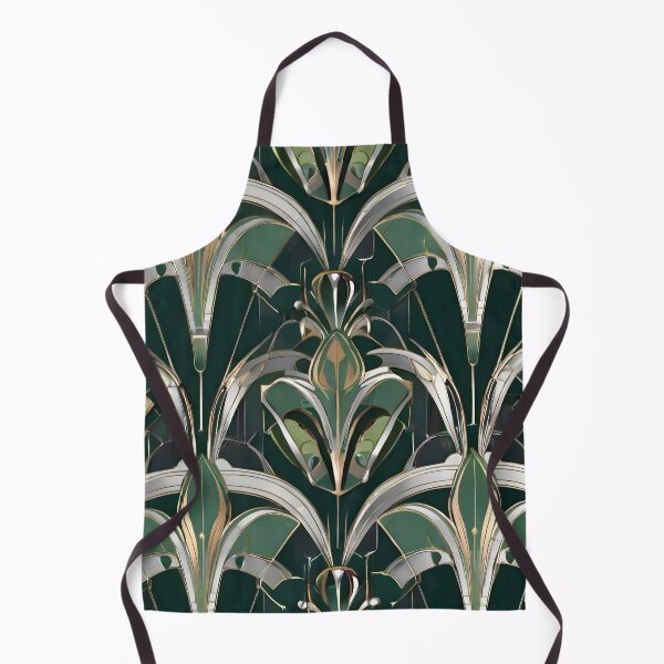 Item preview, Art Nouveau Geometric Silver and Green Pattern designed and sold by SloganExpress.