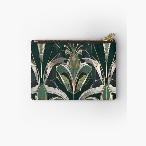 Item preview, Art Nouveau Geometric Silver and Green Pattern designed and sold by SloganExpress.