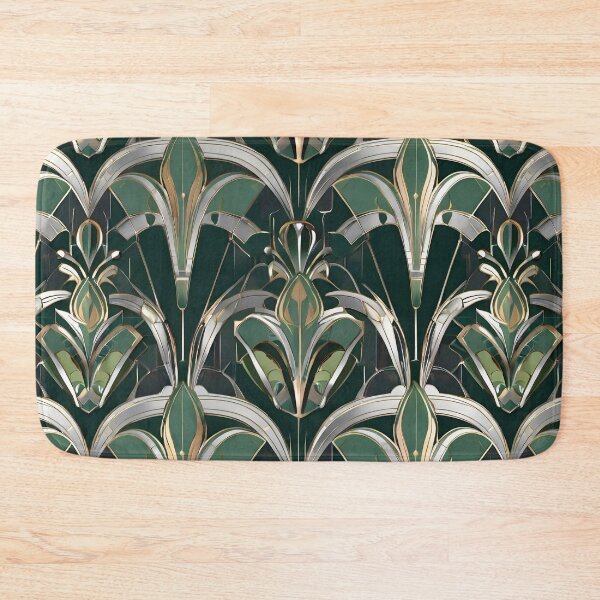 Item preview, Art Nouveau Geometric Silver and Green Pattern designed and sold by SloganExpress.