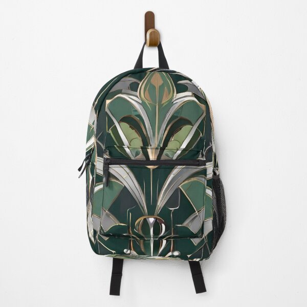 Item preview, Art Nouveau Geometric Silver and Green Pattern designed and sold by SloganExpress.
