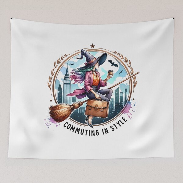 Item preview, Charming Halloween Witch Designs - COMMUTING IN STYLE - Unique Art for T-Shirts, Mugs, Stickers & More" designed and sold by artedigital99.