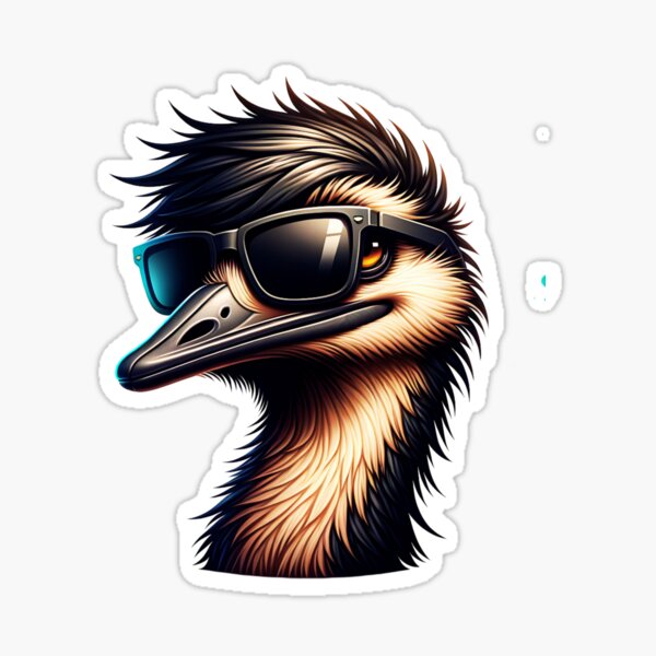 Vista previa del artículo con la obra «Emú con gafas de sol», diseñado y vendido por TheAnimalZ00.